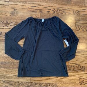 New OLD NAVY Gray Gathered Neck Shirt Top Gray XS